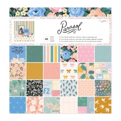 Conjunto de papéis decorativos Parasol com estampas florais e padrões variados