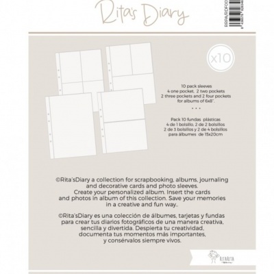 Pacote de 10 fundas plásticas para álbuns de scrapbook com bolsos variados