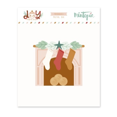Troquel metal die Mintopia com design de lareira e meias decorativas