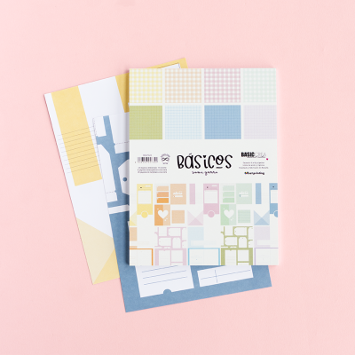 Conjunto de papéis decorativos coloridos com padrões para scrapbook