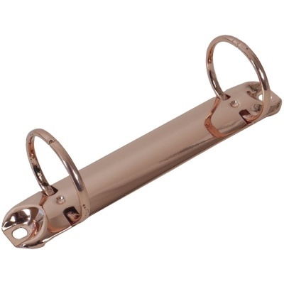 Acessório metálico bronze para fichário com dois anéis redondos