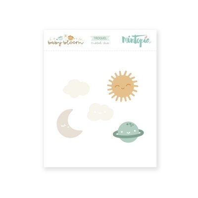 Adesivos decorativos de sol, lua, nuvens e planetas em tons pastel