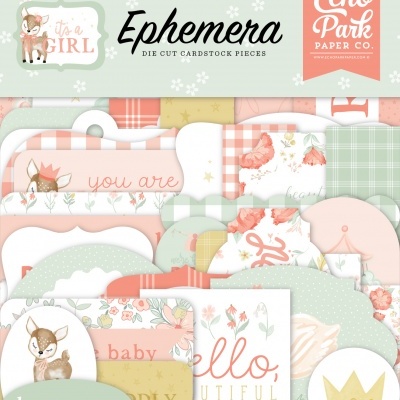 Conjunto de peças de papel recortado para decoração com temas de bebé e cores suaves.