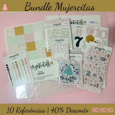 Kit de scrapbooking Bundle Mujercitas com papéis e autocolantes natalícios
