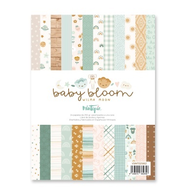 Conjunto de papéis decorativos para scrapbooking baby bloom WILMA MOON em vários padrões e cores suaves
