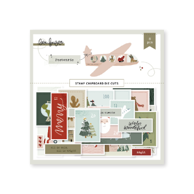 Conjunto de 8 postais decorativos de Natal e inverno com vários desenhos e textos em inglês.