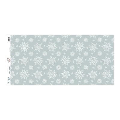 Papel de embrulho azul claro com flocos de neve brancos