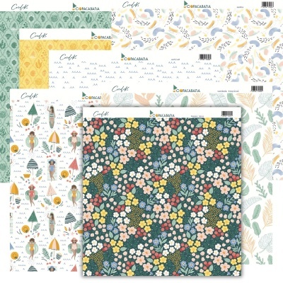 Pacote de papéis decorativos com padrões variados e coloridos