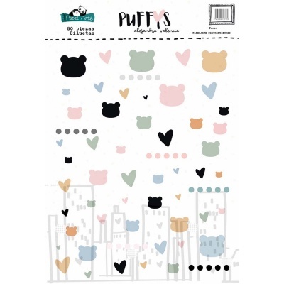 Pacote de silhuetas em papel com formas de ursinhos e corações coloridos