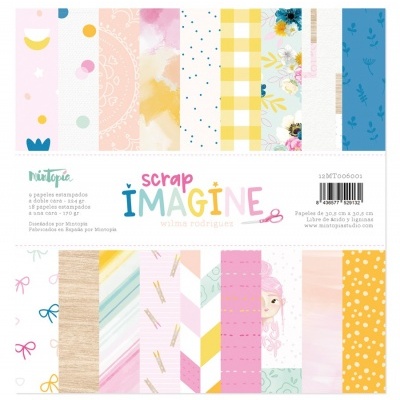 Conjunto colorido de papéis decorativos para scrapbooking com vários padrões e cores pastel