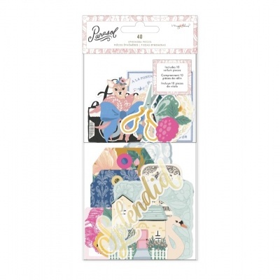 Pacote de recortes coloridos para scrapbooking com tema floral e animal em embalagem transparente