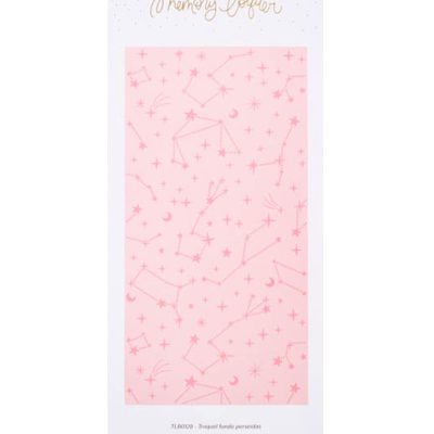 Painel decorativo com padrão rosa de constelações em fundo claro