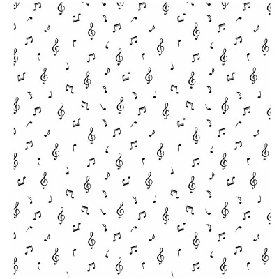 Padrão de notas musicais pretas sobre fundo branco