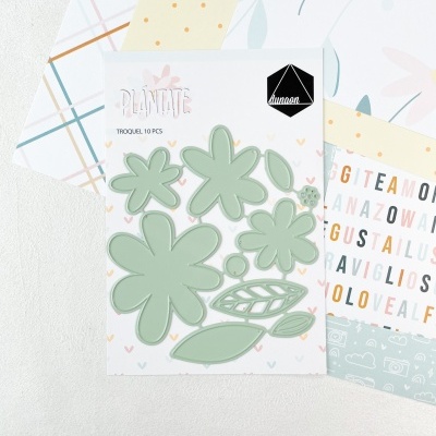 Pacote de troqueles verdes em forma de flores e folhas para scrapbooking