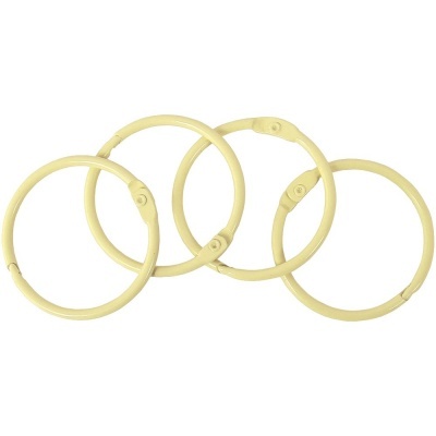 Conjunto de quatro argolas plásticas amarelas com fecho.