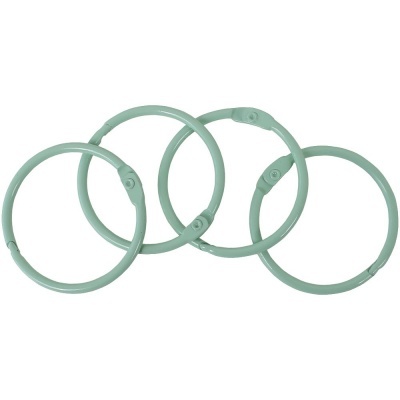 Quatro argolas metálicas verdes com fecho de mola