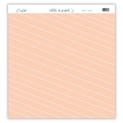 Folha de papel decorativo cor de pêssego com linhas brancas diagonais