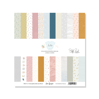 Conjunto de papéis decorativos para scrapbooking com cores e padrões variados