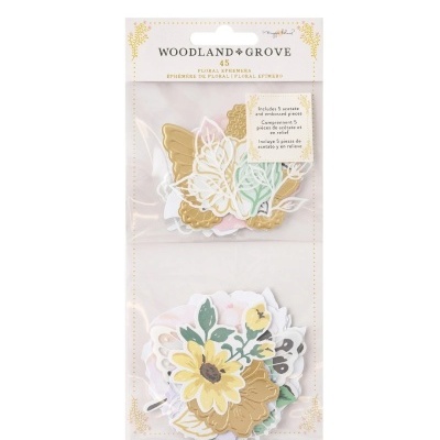 Pacote de adesivos decorativos Woodland Grove com flores e folhas coloridas