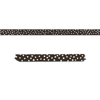 Fita autocolante preta com bolinhas brancas