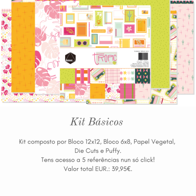 Kit de papel decorativo com estampas tropicais coloridas