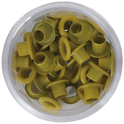 frasco transparente com ilhós verde-oliva