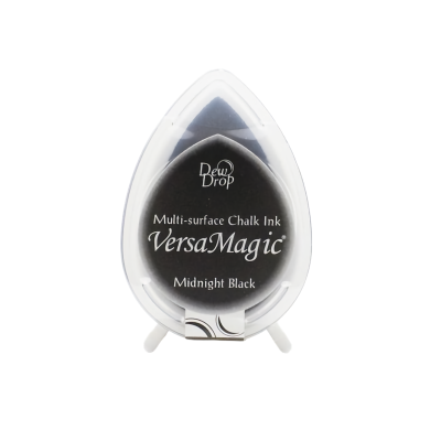 Tinta para carimbo VersaMagic Multi-surface Chalk Ink cor Midnight Black em embalagem transparente gota