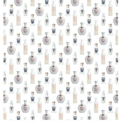 Padrão de frascos de perfume coloridos sobre fundo branco