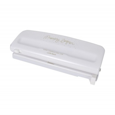 Perfurador de papel branco Memory Keeper com texto dourado