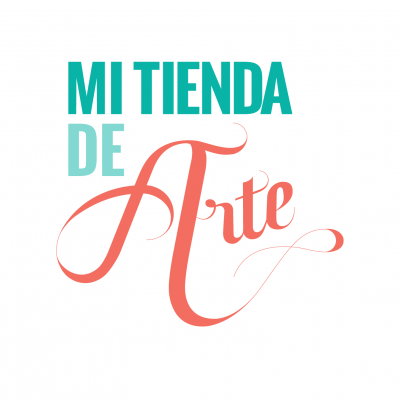 Texto colorido com as palavras 'MI TIENDA DE Arte' em fundo branco