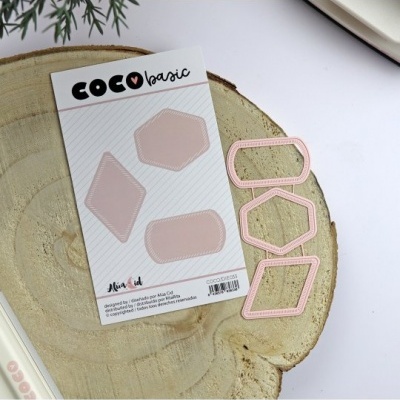 moldes cortantes geométricos rose gold COCO basic sobre madeira clara