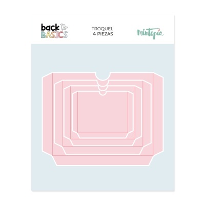 Conjunto de quatro troqueis rosa em embalagem branca com texto e logotipo