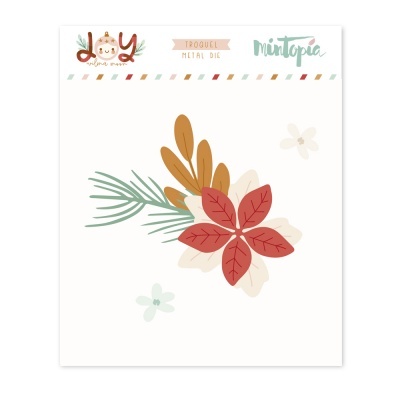 Desenho de flor e folhas em papel com texto Joy e Mintopia no topo