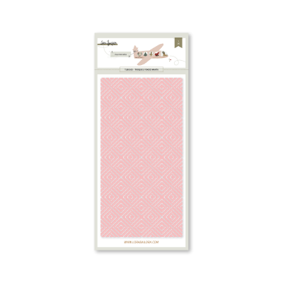 Folha com padrão geométrico rosa e branco com losangos em formato repetido.