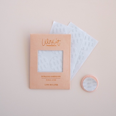 Kit de adesivos transparentes duplos Wax it com embalagem pêssego