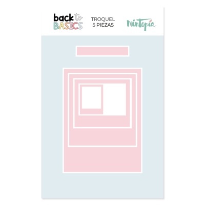 Conjunto de troqueles rectangulares rosa em fundo azul claro