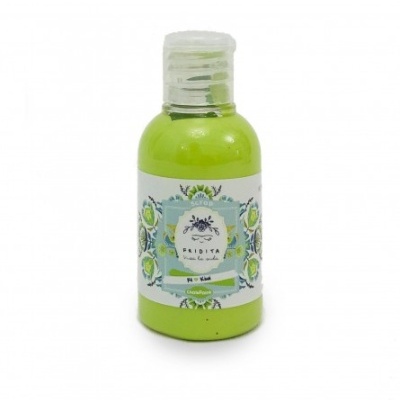 Frasco verde pequeno de gel para mãos com tampa transparente