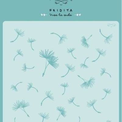 Produto quadrado 15x15 cm com padrão de sementes de dente-de-leão azul