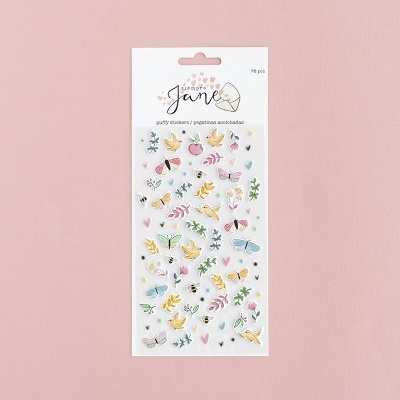 Pacote de autocolantes decorativos Always Jane com desenhos de pássaros, borboletas, flores e corações