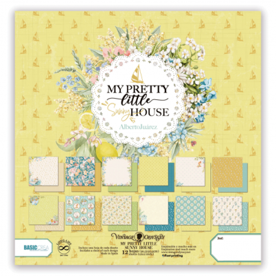 Papel decorativo com padrões florais e geométricos em tons pastel