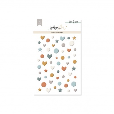 Folha de autocolantes esmaltados coloridos em várias formas e cores