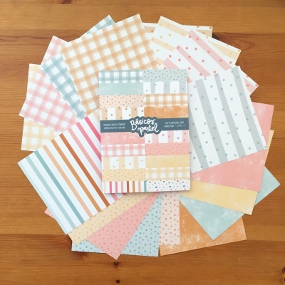 Conjunto de papéis decorativos em padrões e cores pastel