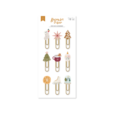 Conjunto de 9 clips de papel natalícios decorativos com vários motivos em cartão branco