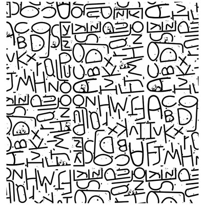 padrão preto e branco com letras maiúsculas aleatórias