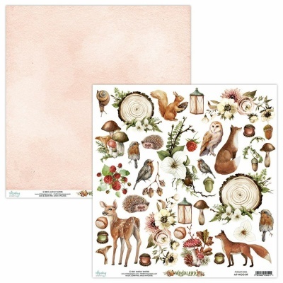 Papel decorativo com estampas de floresta e animais em aquarela