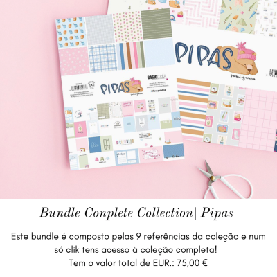 Blocos de papel de padrões variados da coleção Pipas com cores suaves e desenho infantil