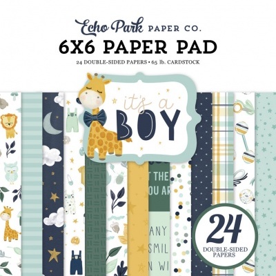 Bloco de papel de scrapbook 24 folhas duplo lado com temática infantil azul e amarelo