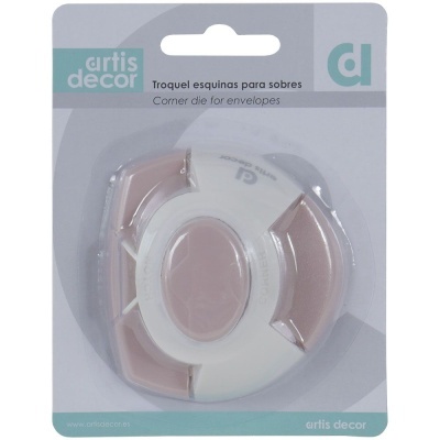 Troquel esquinas para sobres da marca artis decor em embalagem branca e azul