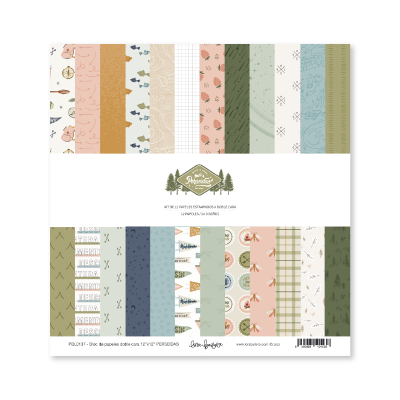 Conjunto de papéis decorativos artesanais com múltiplos padrões e cores suaves