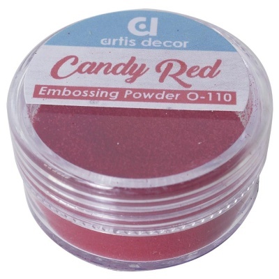 Recipiente plástico transparente com pó vermelho de embossing rotulado Candy Red Embossing Powder O-110